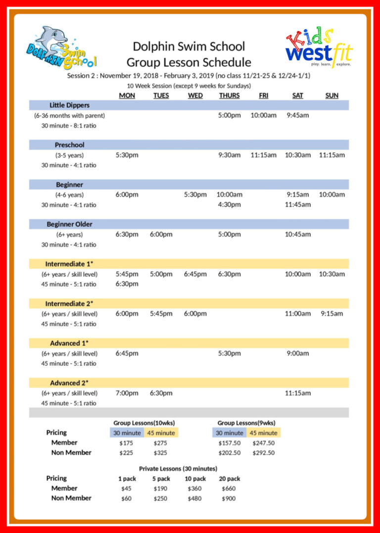 SwimSchedule.Session2.Nov2018_000 WestFit Clubs
