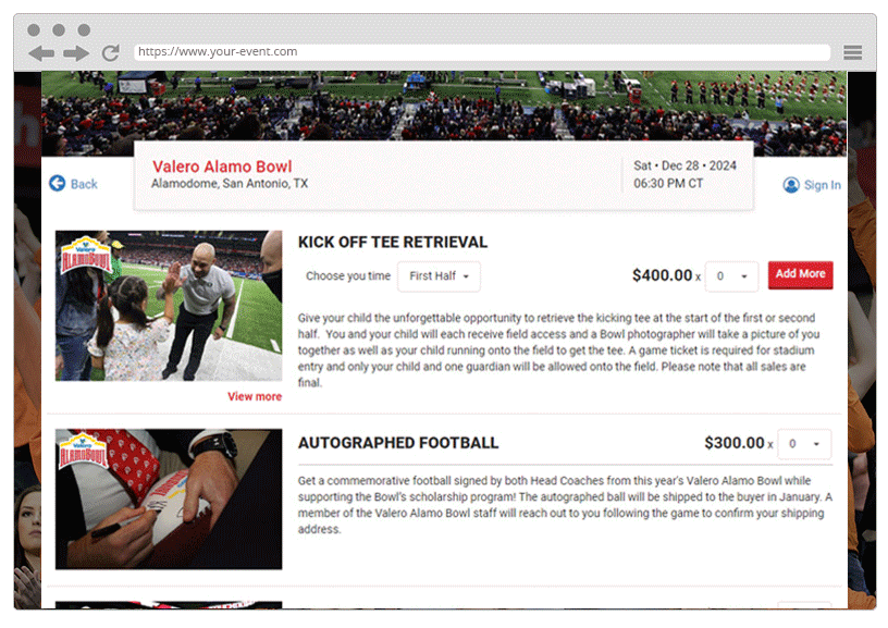 VIP Hospitality & Experience Packages