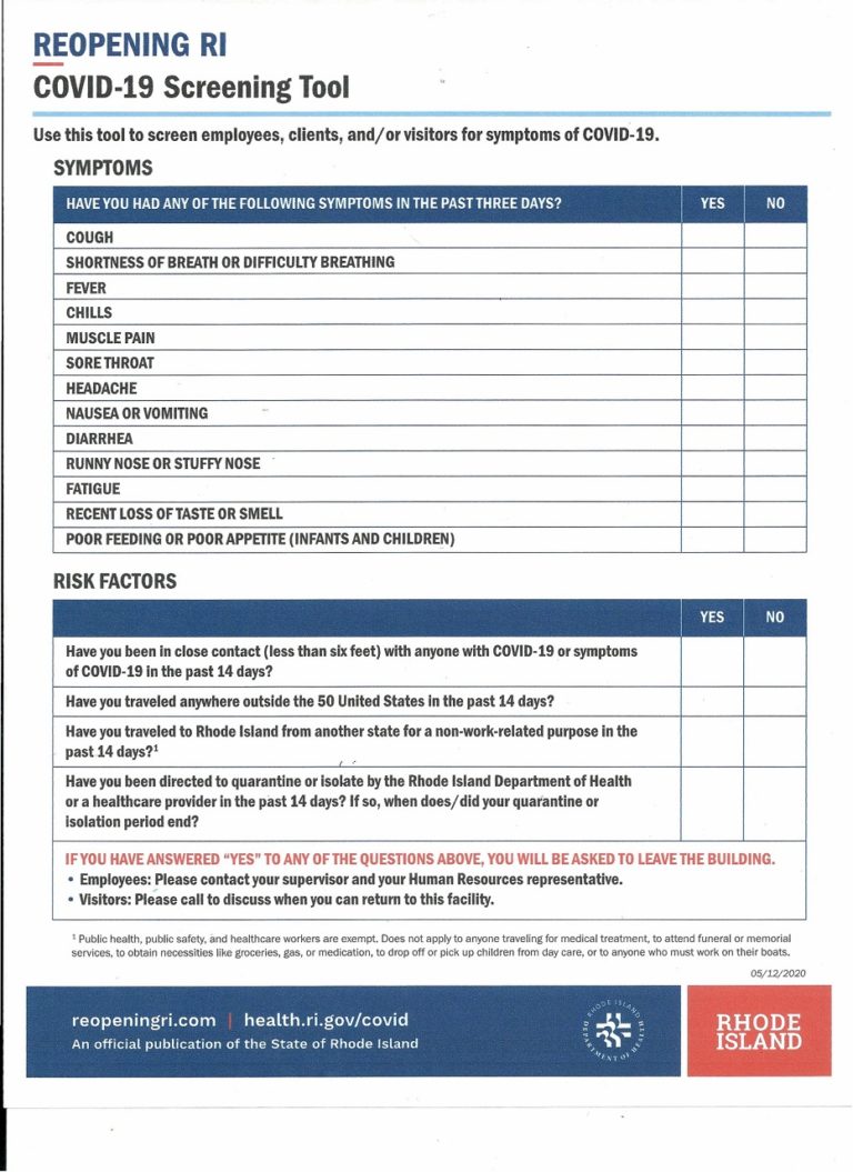 COVID 19 SCREENING TOOL - Seven B's V